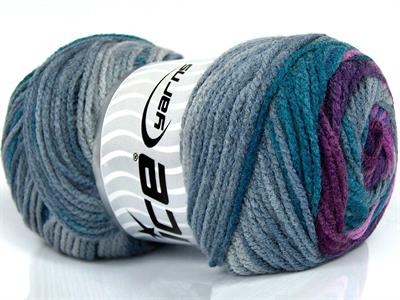 4x100gr. AMBIANCE Premium Akrilik Turkuaz, Leylak Tonları, Gri Tonları Kışlık, Bebe, Batik Desenli, 100% Akrilik