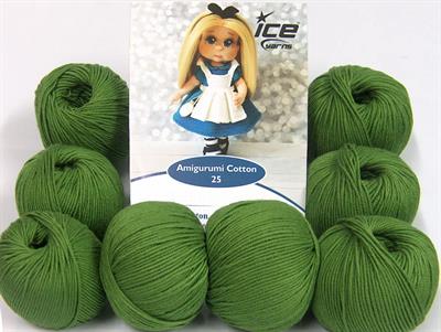 Lot of 8 Skeins Ice Yarns AMIGURUMI COTTON 25 (50% Cotton) Yarn Forest Green