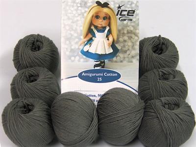 Lot of 8 Skeins Ice Yarns AMIGURUMI COTTON 25 (50% Cotton) Yarn Grey