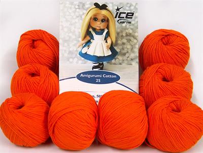 Lot of 8 Skeins Ice Yarns AMIGURUMI COTTON 25 (50% Cotton) Yarn Light Orange