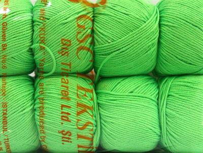 Lot of 8 Skeins Ice Yarns AMIGURUMI COTTON 25 (50% Cotton) Yarn Neon Green