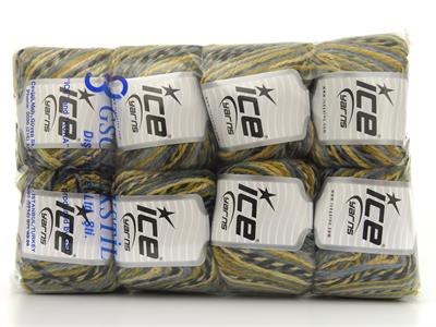 8x50gr. ANATOLIA WOOL Yün, Akrilik Siyah, Krem, Altın, Gri Tonları Kışlık, Yün, Batik Desenli, Akrilik
