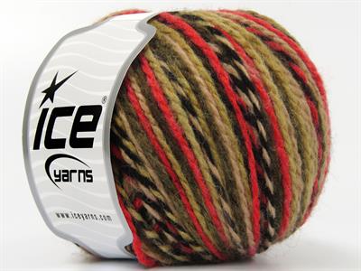 8x50gr. ANATOLIA WOOL Yün, Akrilik Siyah, Kırmızı, Kahverengi Tonları Kışlık, Yün, Batik Desenli, Akrilik