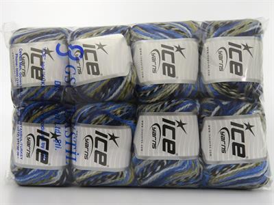8x50gr. ANATOLIA WOOL Yün, Akrilik Siyah, Beyaz, Deve Tüyü, Mavi Tonları Kışlık, Yün, Batik Desenli, Akrilik