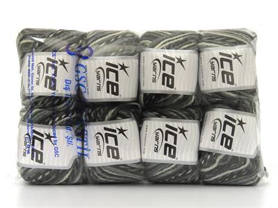 8x50gr. ANATOLIA WOOL Yün, Akrilik Siyah, Beyaz, Koyu Kahverengi, Gri Tonları Kışlık, Yün, Batik Desenli, Akrilik
