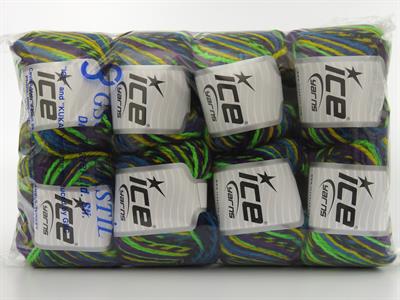 8x50gr. ANATOLIA WOOL Yün, Akrilik Yeşil, Siyah, Mor, Turkuaz, Sarı Kışlık, Yün, Batik Desenli, Akrilik