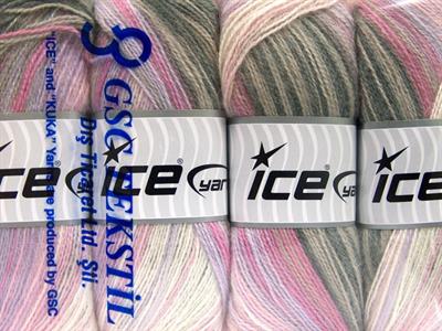 4x100gr. ANGORA ACTIVE Angora, Akrilik Krem, Deve Tüyü, Pembe tonları Kışlık, Angora, Batik Desenli