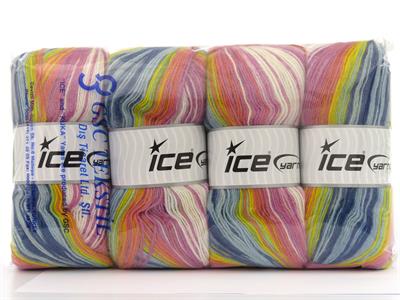 4x100gr. ANGORA ACTIVE Angora, Akrilik Pembe, Beyaz, Sarı, Somon, Mavi Tonları Kışlık, Angora, Batik Desenli