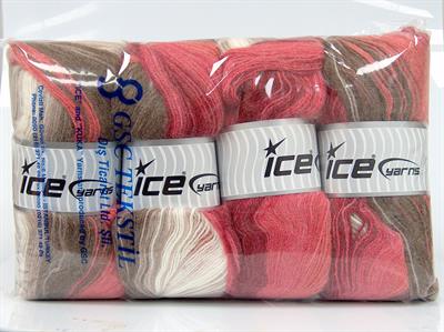 4x100gr. ANGORA BATIK Angora, Yün, Akrilik Deve Tüyü, Pembe tonları, Bej, Ekru Kışlık, Angora, Batik Desenli