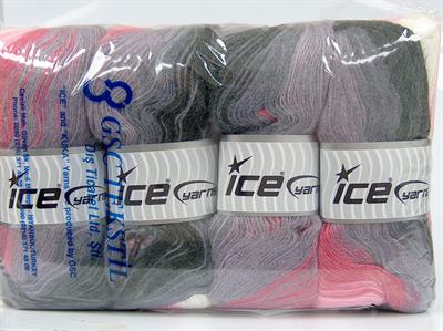 4x100gr. ANGORA BATIK Angora, Yün, Akrilik Pembe, Siyah, Ekru, Mor Tonları Kışlık, Angora, Batik Desenli