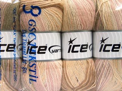 4x100gr. ANGORA BATIK Angora, Yün, Akrilik Pembe, Kahverengi Tonları, Deve Tüyü Kışlık, Angora, Batik Desenli