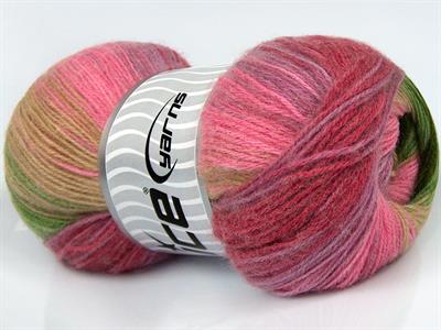 4x100gr. ANGORA BATIK Angora, Yün, Akrilik Pembe, Kırmızı, Yeşil Tonları, Açık Lila Kışlık, Angora, Batik Desenli