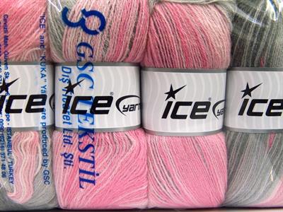4x100gr. ANGORA BATIK Angora, Yün, Akrilik Pembe tonları, Gri Tonları Kışlık, Angora, Batik Desenli