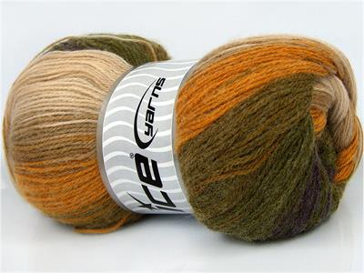 4x100gr. ANGORA BATIK Angora, Yün, Akrilik Mor, Krem, Altın, Yeşil Tonları, Bej Kışlık, Angora, Batik Desenli