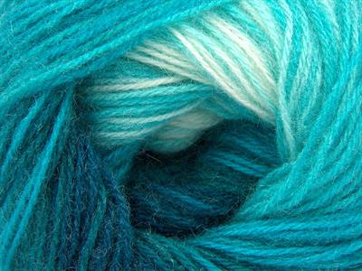 4x100gr. ANGORA BATIK Angora, Yün, Akrilik Turkuaz Tonları, Ekru Kışlık, Angora, Batik Desenli