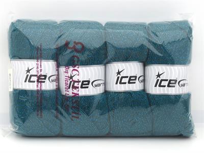 Lot of 4 x 100gr Skeins Ice Yarns ANGORA GLITZ (10% Mohair 15% Wool) Yarn Dark Green