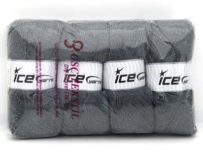 Lot of 4 x 100gr Skeins Ice Yarns ANGORA GLITZ (10% Mohair 15% Wool) Yarn Grey