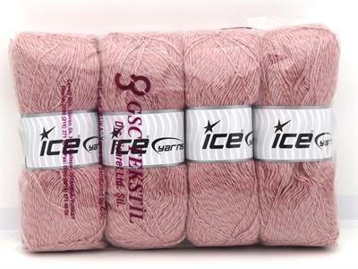 Lot of 4 x 100gr Skeins Ice Yarns ANGORA GLITZ (10% Mohair 15% Wool) Yarn Light Pink