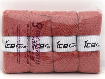 Lot of 4 x 100gr Skeins Ice Yarns ANGORA LUXE (10% Mohair 15% Wool) Yarn Dark Salmon