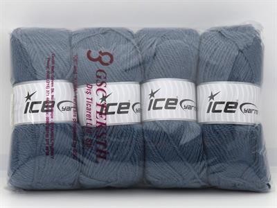 Lot of 4 x 100gr Skeins Ice Yarns ANGORA LUXE (10% Mohair 15% Wool) Yarn Jeans Blue