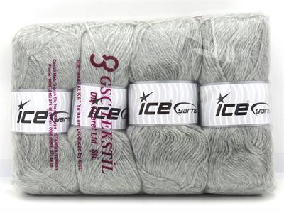 4x100gr. ANGORA LUXE Tiftik, Yün, Akrilik Açık Gri Kışlık, Angora, Yün, Tiftik, Akrilik