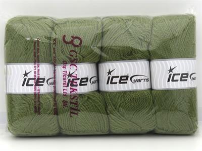 Lot of 4 x 100gr Skeins Ice Yarns ANGORA LUXE (10% Mohair 15% Wool) Yarn Light Khaki