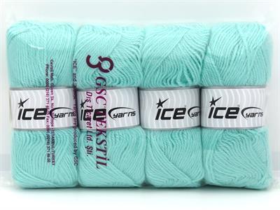 Lot of 4 x 100gr Skeins Ice Yarns ANGORA LUXE (10% Mohair 15% Wool) Yarn Mint Green