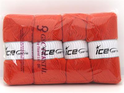 Lot of 4 x 100gr Skeins Ice Yarns ANGORA LUXE (10% Mohair 15% Wool) Yarn Orange