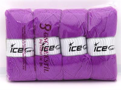 Lot of 4 x 100gr Skeins Ice Yarns ANGORA LUXE (10% Mohair 15% Wool) Yarn Pinkish Lilac