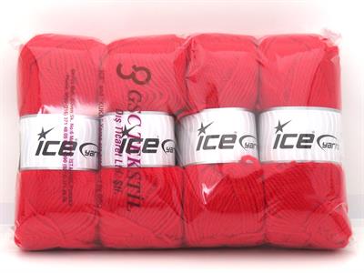 Lot of 4 x 100gr Skeins Ice Yarns ANGORA LUXE (10% Mohair 15% Wool) Yarn Red