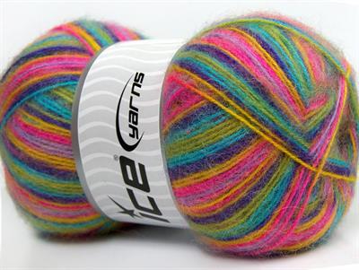 4x100gr. ANGORA SUPREME COLOR Akrilik, Angora Yeşil, Pembe, Mor, Turkuaz, Sarı Kışlık, Angora, Batik Desenli