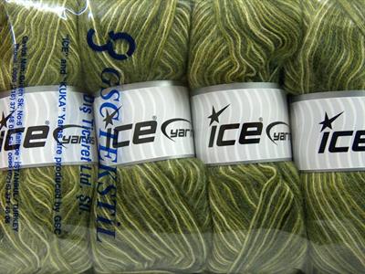 4x100gr. ANGORA SUPREME COLOR Akrilik, Angora Yeşil Tonları Kışlık, Angora, Batik Desenli
