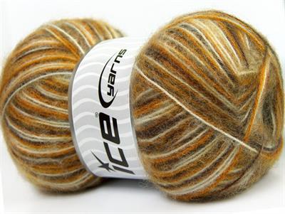 4x100gr. ANGORA SUPREME COLOR Akrilik, Angora Yeşil, Beyaz, Turuncu Kışlık, Angora, Batik Desenli