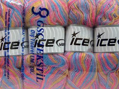 4x100gr. ANGORA SUPREME COLOR Akrilik, Angora Pembe, Mavi, Altın Kışlık, Angora, Batik Desenli