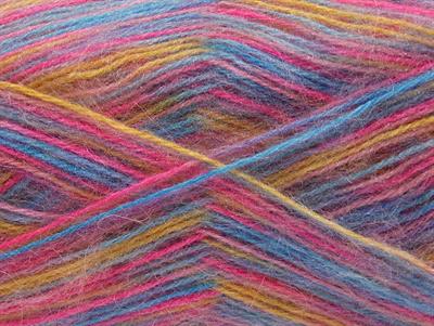 4x100gr. ANGORA SUPREME COLOR Akrilik, Angora Pembe, Mavi, Altın Kışlık, Angora, Batik Desenli