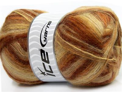 4x100gr. ANGORA SUPREME COLOR Akrilik, Angora Beyaz, Sarı, Kahverengi Tonları Kışlık, Angora, Batik Desenli