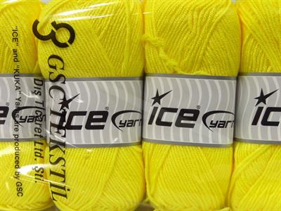 4x100gr. ANTIPILLING BABY  Parlak Sarı Kışlık, Düz iplikler, Worsted, 100% Akrilik , Anti-Pilling