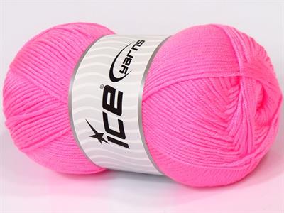 4x100gr. ANTIPILLING BABY  Neon Pembe Kışlık, Düz iplikler, Worsted, 100% Akrilik , Anti-Pilling