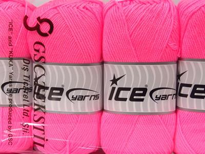 4x100gr. ANTIPILLING BABY  Neon Pembe Kışlık, Düz iplikler, Worsted, 100% Akrilik , Anti-Pilling