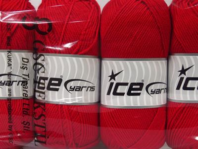 4x100gr. ANTIPILLING BABY  Kırmızı Kışlık, Düz iplikler, Worsted, 100% Akrilik , Anti-Pilling