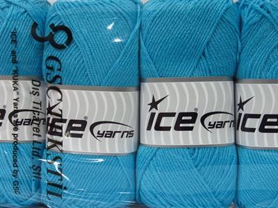 4x100gr. ANTIPILLING BABY  Turkuaz Kışlık, Düz iplikler, Worsted, 100% Akrilik , Anti-Pilling