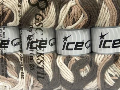 4x100gr. ANTIPILLING COLOR BULKY  Kahverengi, Krem Kışlık, Düz iplikler, Batik Desenli, Kalın, 100% Akrilik , Anti-Pilling, Makina Yıkama