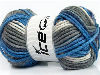 4x100gr. ANTIPILLING COLOR BULKY  Mavi, Beyaz, Mor, Gri Kışlık, Düz iplikler, Batik Desenli, Kalın, 100% Akrilik , Anti-Pilling, Makina Yıkama