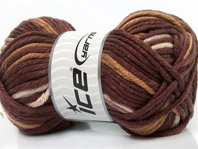 4x100gr. ANTIPILLING COLOR BULKY  Krem, Kahverengi Tonları Kışlık, Düz iplikler, Batik Desenli, Kalın, 100% Akrilik , Anti-Pilling, Makina Yıkama