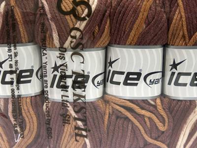 4x100gr. ANTIPILLING COLOR BULKY  Krem, Kahverengi Tonları Kışlık, Düz iplikler, Batik Desenli, Kalın, 100% Akrilik , Anti-Pilling, Makina Yıkama