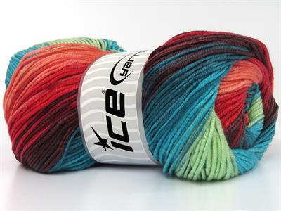 Lot of 4 x 100gr Skeins Ice Yarns ANTIPILLING MAGIC Yarn Salmon Shades Turquoise Shades Brown Mint Green