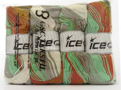 4x100gr. ANTIPILLING MAGIC  Krem, Gri, Altın, Bakır, Nane Yeşil Kışlık, Batik Desenli, 100% Akrilik , Anti-Pilling