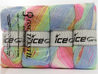 4x100gr. ANTIPILLING MAGIC  Pembe, Mavi, Beyaz, Sarı, Somon, Nane Yeşil Kışlık, Batik Desenli, 100% Akrilik , Anti-Pilling