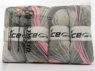 4x100gr. ANTIPILLING MAGIC  Pembe, Beyaz, Altın, Gri Tonları Kışlık, Batik Desenli, 100% Akrilik , Anti-Pilling