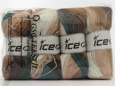 4x100gr. ANTIPILLING MAGIC  Beyaz, Kahverengi Tonları, Yeşil Tonları Kışlık, Batik Desenli, 100% Akrilik , Anti-Pilling